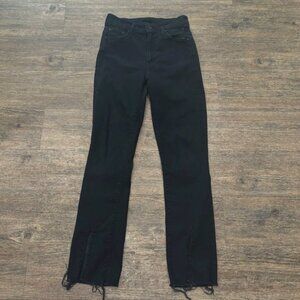 Mother Jeans Insider Ankle Slit Fray Straight Not Guilty Black Womens 25